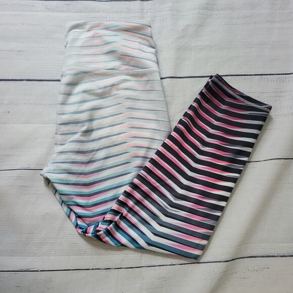 Athleta S Prism High-Rise Chaturanga Capri Leggings Multi-Color Stripe Athletic - Picture 3 of 9